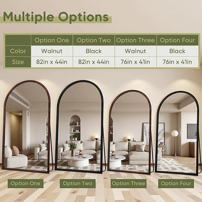Suidia Full Length Mirror, Oversized Floor Mirror with Solid Wood Frame, Large Standing Mirror for Bedroom Living Room, Wood Antique Style, Dark Walnut, 76" L x 41" W