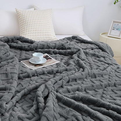 Aganear Twin Blanket - 3D Stylish Design, Luxury Portable Lightweight Blanket Super Soft, Fluffy, Warm, Cozy, Fuzzy for Couch Living Room Bed Outdoors Office Travel(60"×80", Gray)