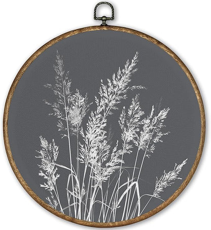 TLESKE Boho Vintage Botanical Round Wall Art Decor Framed 10x10, Wildflower Floral Canvas Wall Art Prints Artwork, Rustic Wall Hanging Room Door Decor Decorations for Bedroom Living Room
