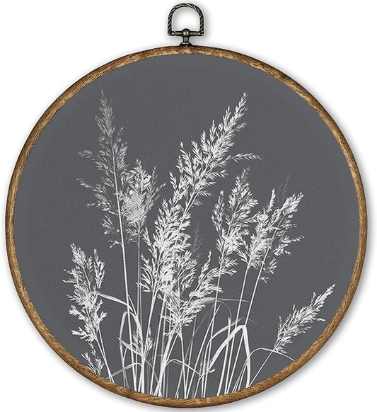 TLESKE Boho Vintage Botanical Round Wall Art Decor Framed 10x10, Wildflower Floral Canvas Wall Art Prints Artwork, Rustic Wall Hanging Room Door Decor Decorations for Bedroom Living Room