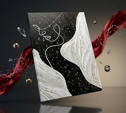 Abstract Female Line Canvas Wall Art Modern Abstract Figure Graphic Wall Decor Picture 3d Texture Black White Grey Minimalist Poster Print Painting for Living Room Bedroom Bathroom Home Decoration