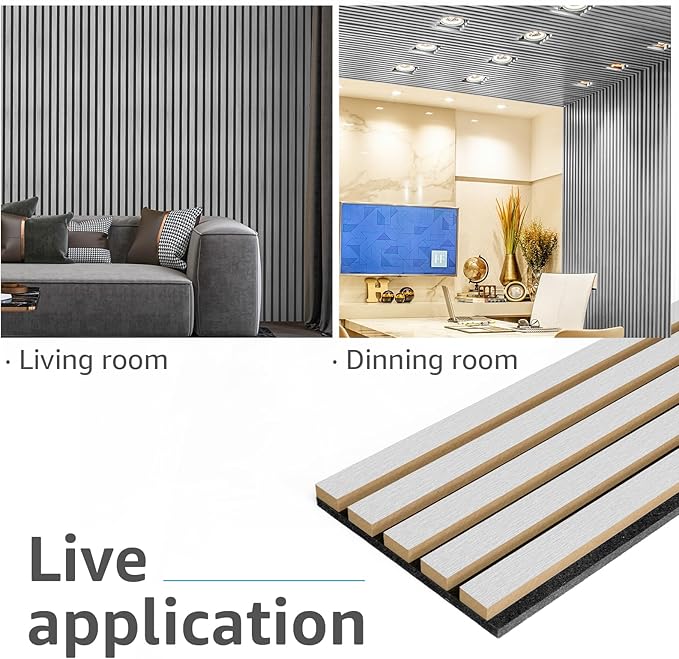 Art3d 107" x 8" (Pack of 4) Wall Panel 3D Fluted, Silver