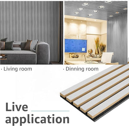 Art3d 107" x 8" (Pack of 4) Wall Panel 3D Fluted, Silver