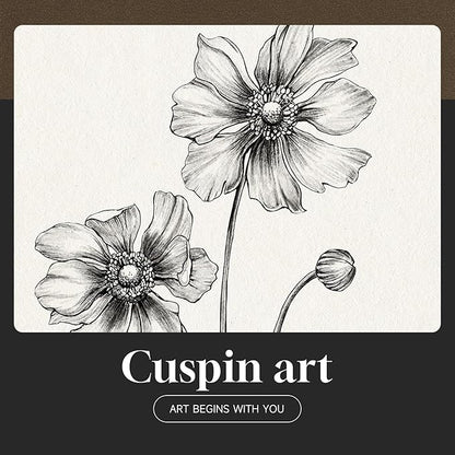 Framed Black and White Floral Wall Art for Living Room, 4 Piece Vintage Botanical Canvas Painting Prints Artwork for Walls, Rustic Minimalist Flower Pictures for Bedroom Hallway Kitchen Wall Decor