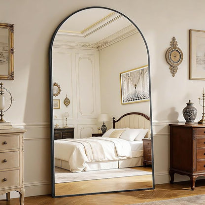 BEAUTYPEAK 86"x40" Large Arch Mirror Full Length, Oversized Wall Mirrors with Aluminum Alloy Frame, Full Body Floor Mirror for Bedroom, Dressing Room, Black