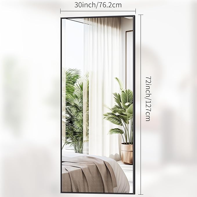 DESBING Black Bathroom Mirror for Wall, 72x30 Inch Rectangle Mirrors with Metal Frame, Modern Vanity Wall Mirror Decor for Entryway Hangs, Bathroom Living Room Horizontal or Vertical