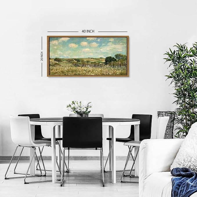 Farmhouse Framed Wall Art Country Barn Painting for Living Room Abstract Landscape Canvas Prints Vintage Nature Scenery Picture Rustic Classical Meadow Poster Artwork Bedroom Home Decorations 20x40