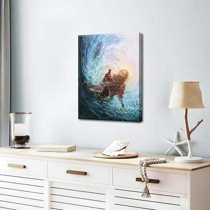 Jesus Christian Wall Art, Hand of God Canvas Paintings Posters Prints, Christ Religion Bible Jesus Salvation Wall Decor for Church Study Prayer Room Home Decoration 24x36 in Framed