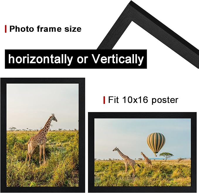 10x16 Picture Frame Set of 5,Wooden Frame 10x16 Wall Gallery Poster Photo frame with Durable Shatter Resistant Plexiglass for Wall Mounting Family -friend- wedding best gift