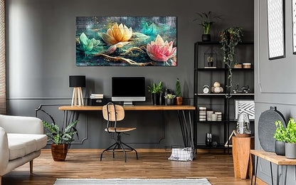 GUGIKA Floral Canvas Wall Art for Living Room Large Size, Bedroom Wall Decor Bed Above, Room Decor for Teen Girls, Flower Home Decorations Stretched and Framed Ready to Hang Painting Artwork 59"x29"