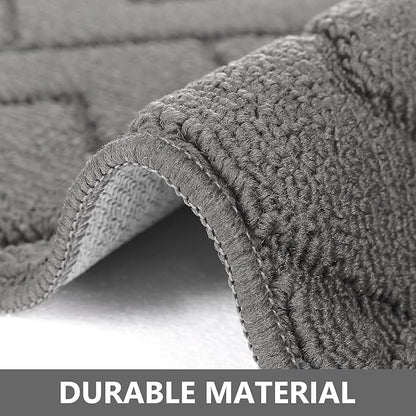 hicorfe Kitchen Runner Rugs and Mats Sets,2 Pieces Absorbent Non-Slip Kitchen Rug,Comfort Kitchen Mat for Floor,Washable for Kitchen,Hallway,Office,Sink,Laundry(20"x59"+20"x32",Grey)