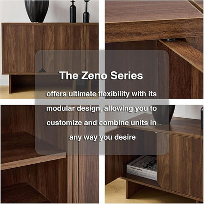 Modular TV Stand for 70-Inch TV,Also Used as Storage Sideboards,Bookcase,3pcs End Table,Nightstand,Buffet Cabinets with Adjustable Shelf,Coffee Table for Living Room,Dining Room,Bedroom, Walnut