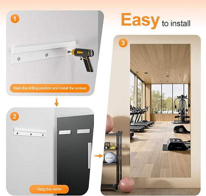 Hasipu Home Gym Workout Mirror 79" L x 35" W-1pcs Large Full Length Mounted Full Body Frameless Mirror for Workout, Yoga, Garage, Bedroom, Dance
