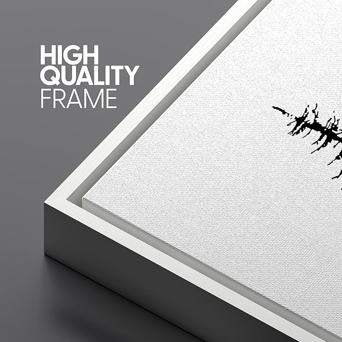 SIGNLEADER Framed Canvas Print Wall Art Three Pine Tree Portraits Nature Flower Drawings Modern Art Zen Scenic Relax/Calm Black and White for Living Room, Bedroom, Office - 16"x24"x3 WHITE