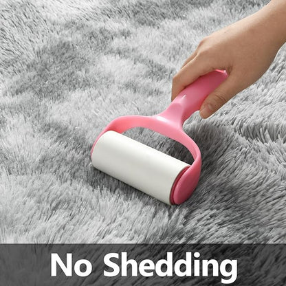Deerhoo Large Shag Area Rugs 10 x 14, Tie-Dyed Plush Fuzzy Rugs for Living Room, Ultra Soft Fluffy Furry Rug for Bedroom, Anti-Skid Indoor Carpet Nursery Rugs for Kids Room Home Decor, Light Grey