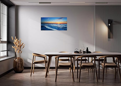 TutuBeer 1 Panel Beach Pictures Wall Art Beach Canvas Wall Art Blue Ocean at Sunrise Picture Print on Canvas Sea Artwork for Walls Seascape Pictures for Home Decor Ready to Hang 20x40inch