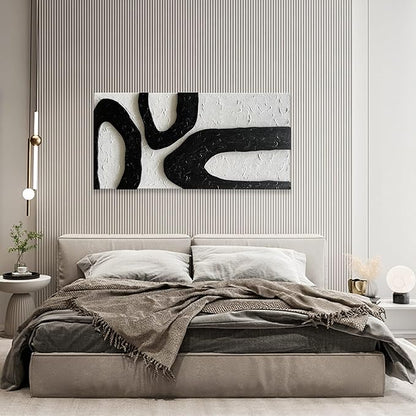 NANKAI Art 48x24 Inch white and black thick texture Abstract Oil painting Hand painted modern minimalist oil painting home office corridor wall decorative art