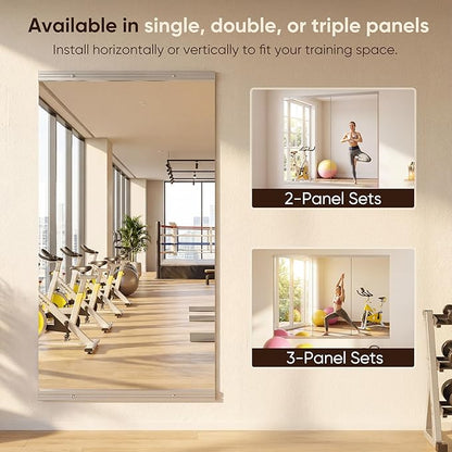 Antok Home Gym Mirror 55"x28" 2PCS, Large Full Length Wall Mounted Mirrors, Frameless Tempered Glass Full Body Mirror for Gym Yoga Dance Studio Garage Bedroom & Bathroom
