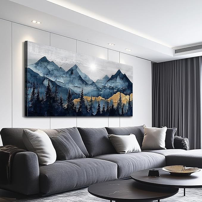 FUHAIHUA Large Wall Decor For Living Room Canvas Wall Art For Office Modern Wall Decorations For Bedroom Mountain Landscape Painting Abstract Pictures Artwork Room Home Decor 24x48 In