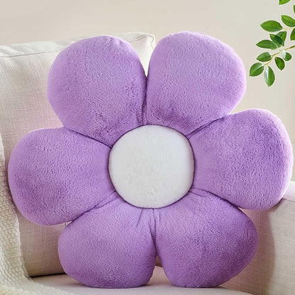 CANGHI Flower Pillow Purple 15.74 inch Flower Shaped Throw Pillows Daisy Plush Pillow Floor Pillows Seat Cushion Cute Aesthetic Decorative Throw Pillows for Bed Home Sofa Chair Couch Decor