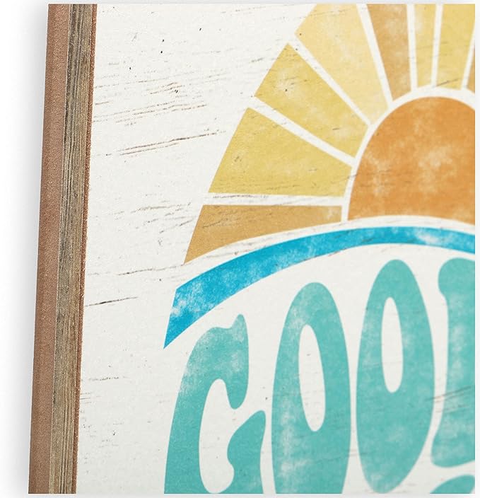 Open Road Brands Good Vibes Only Wall Art - Retro Beachy Wood Wall Decor for Living Room, Sunroom or Bathroom