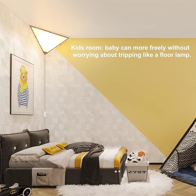 Corner Lights for Living Room, 2 Pack Corner Light with Switch, Plug in Ceiling Light with Acrylic White Shade, Modern Triangle Lights for Wall, Corner Lights for Bedroom, Office, Apartments