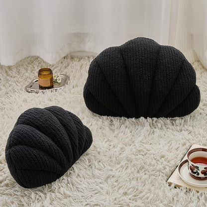 Shell Pillow, Soft Decorative Pillows for Bed Couch, Seashell Plush Throw Pillow Aesthetic Home Decor Cushion for Bedroom Living Room (Black, 14 X 11 Inches)