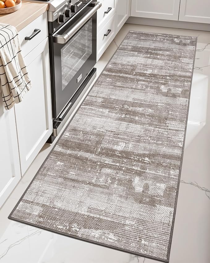 LUMI 2x6 Washable Kitchen Rug for Floor, Non Slip Runner Rugs with Rubber Backing, Low Pile Comfort Area Carpet for Standing, Living Room, Entryway, Laundry, Hallways
