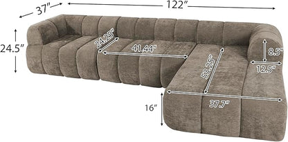 GDFStudio 122" Modern L-Shaped Sectional Sofa with Chaise Lounge,Skin-Friendly Fully Compressed Sponge Couch,High-Density Foam Cushions,Right Hand Facing,Lounge Seating for Living Room,Espresso