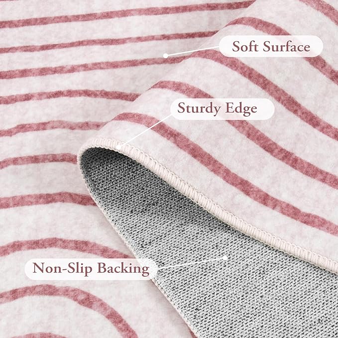 Lahome Abstract 8x10 Area Rugs, Soft Pink 8x10 Rugs for Living Room Bedroom Girls, Ultra-Thin Non-Shedding Accent Large Carpet for Office Dining Room Darrell (8x10ft,Pink)