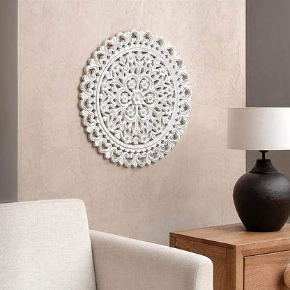 JFY Designs Wall Medallion - Wooden Wall Decor, Hand Carved & Embossed Decorative Wall Sculpture, Boho Farmhouse Wall Art, Perfect for Home, Office or any Living Space