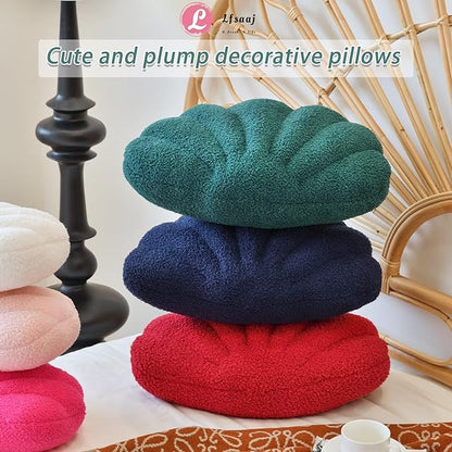Lfsaaj Navy Seashell Throw Pillows, Shell Shaped Throw Pillows, 13 Inch Soft Home Decorative Pillow Plush Cushion for Bed Couch Living Sofa Room Decor Accent Throw Pillow