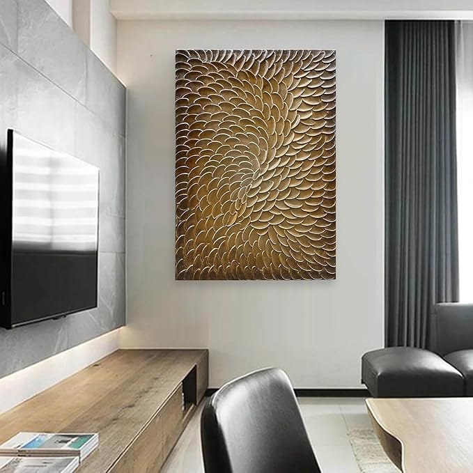 NANKAI Art Dark Gold Thick Texture Abstract Oil Painting Hand-Painted 3D Wall Art 40x28 inch Canvas Wall Art Deco Painting