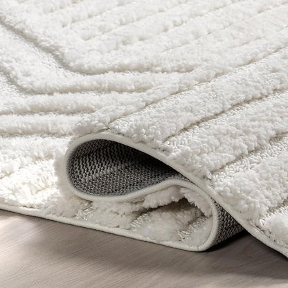Nuloom Risette Ivory, 2'6" x 10', Geometric, Soft and Textured, High Traffic, Stain Resistant, Easy Clean, Durable Runner for Bedroom, Living Room, Dining Space, Den, Foyer, Entryway