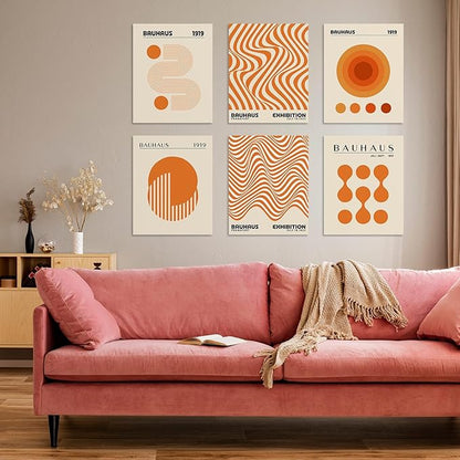 Habseligkeit Warm Wall Art Prints, Absteact Room Decor, Posters for Girls Room Aesthtic, Girls Dorm Wall Decor Set of 6, 8x10 in