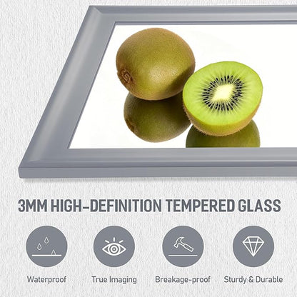Wood Bathroom Mirror 24x36 Inch, Grey Wooden Rectangle Mirrors with Tempered Glass for Bathroom,Living Room or Entryway