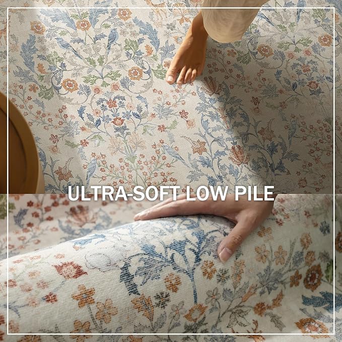 Runner Rug Washable Kitchen Runner: 2'x 6' Rug Runners for hallways Stain Resistant Non Slip Low Pile Soft Carpet Runners for Bedroom Hallway Entryway Indoor Beside Bathroom Laundry Room