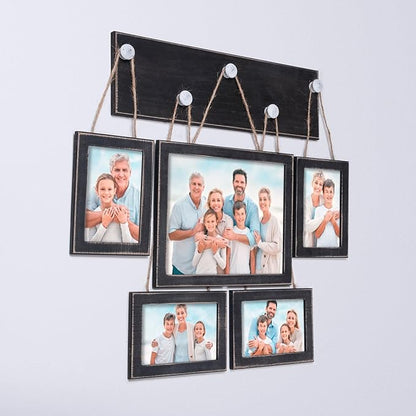 Picture Frames Collage 4x6 & 8x10 for Wall – Set of 5 Black Farmhouse Rustic Photo Frames with HD Plexiglass, Vintage Gallery Wall Frame Set for Living Room, Bedroom & Home Wall Décor