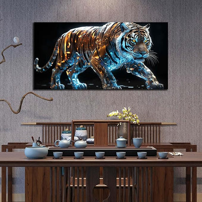 Ouzzlie Large Tiger Wall Art for Living Room Animal Canvas Picture Black Wall Decor Art for Bedroom Big Print Home Office 24" x 48"