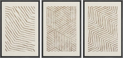 SIGNLEADER Framed Canvas Print Wall Art Set 3D Geometric Pattern Wave Collage Abstract Shapes Illustrations Modern Art Decorative Contemporary for Living Room, Bedroom, Office - 16"x24"x3 BLACK