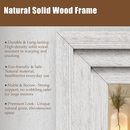 Full Length Mirror 71"x30", Large Solid Wood Frame Floor Mirror, Leaning Floor Mirror, Stable Frame, Shatterproof Glass, Modern Classic Style for Bedroom, Living Room, Entryway