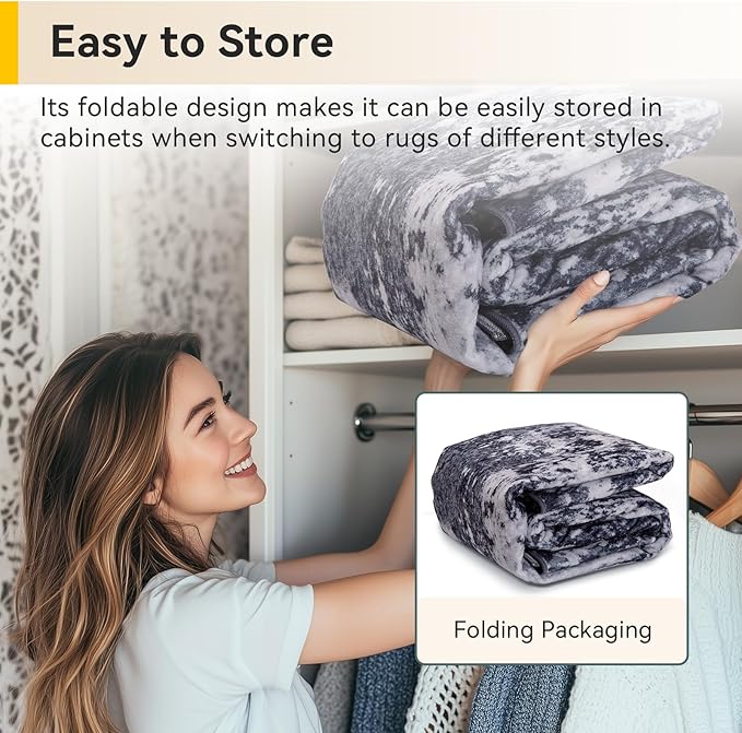 RELEANY Washable Area Rugs Square 6ft Non-Slip Modern Abstract Soft for Living Room Entryway Bedroom Nursery, Print Pattern, Black Navy Blue Gray