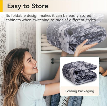 RELEANY Washable Area Rugs 3x6 Non-Slip Modern Abstract Soft for Living Room Entryway Bedroom Nursery, Print Pattern, Black Navy Blue Gray