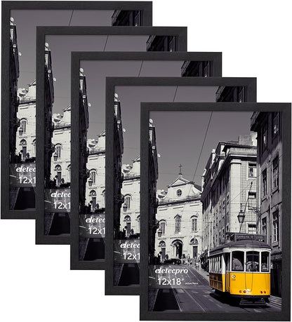 eletecpro 12x18 Picture Frames Set of 5, Gallery Wall Frames Display 12x18 Photo, 12 x 18 Picture Frame Collage Home Decor for Wall Mounting, Black