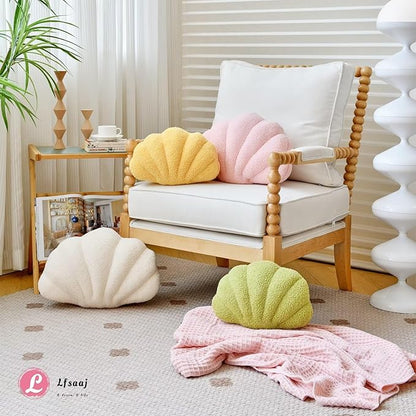 Lfsaaj Seashell Throw Pillows, Shell Shaped Throw Pillows, 18 Inch Soft Home Decorative Pillow Plush Cushion for Bed Couch Living Sofa Room Decor Accent Throw Pillow (Beige 18Inch)