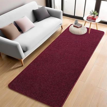 2x6 Burgundy Bedside Runner Rug, Red Area Rugs for Bedroom, Non Slip Soft Modern Memory Foam Carpet, Low Pile Washable Carpets for Entrance Kitchen Laundry Living Room Decor