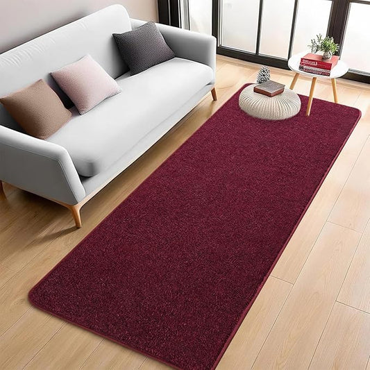 2x6 Burgundy Bedside Runner Rug, Red Area Rugs for Bedroom, Non Slip Soft Modern Memory Foam Carpet, Low Pile Washable Carpets for Entrance Kitchen Laundry Living Room Decor