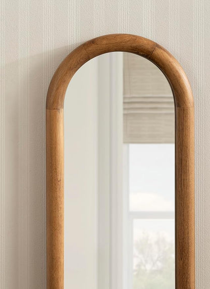 Kate and Laurel Talma Modern Slim Panel Wall Mirror, 9 x 36, Natural Wood, Transitional Narrow Mirror for Use as Versatile Entryway or Bedroom Wall Decor