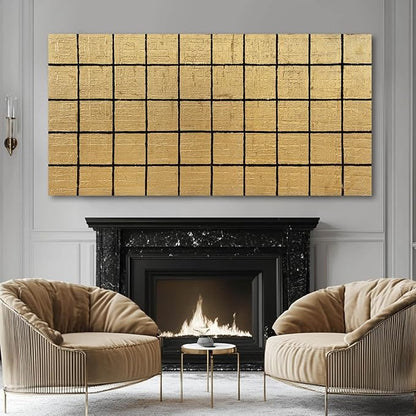 YJYart Abstract Wall Decor Block Canvas Wall Art Line Decorative Painting 29"X58" Paintings for Living Room Pictures for Dining Room