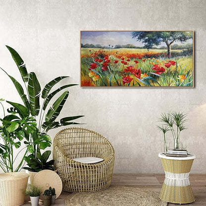 Green Tree Wall Art - Large Canvas for Living Room & Bedroom - Framed 24x48